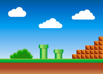 Old video game. retro style Background. Vector illustration.