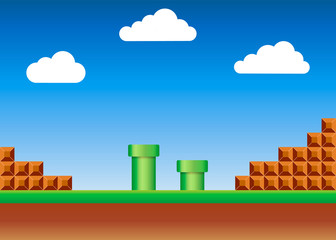 Old video game. retro style Background. Vector illustration.