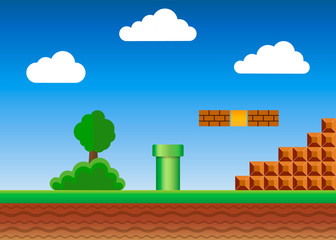 Old video game. retro style Background. Vector illustration.