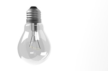 Light bulb, Realistic 3d render image on white