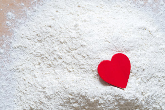 red heart on the flour