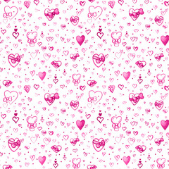 Watercolor seamless pattern for Valentine's Day. Creative abstract hand painted background, wallpaper, texture. Watercolor hand painted art background for scrapbooking design