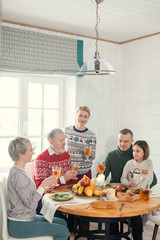 pleasant time on cold winter evening, new year holidays