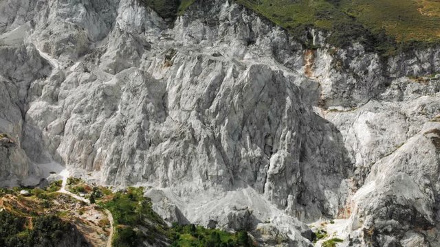 Aerial View White Rocky Cliffs on Side of Green Mountain in Cap-Haitien
