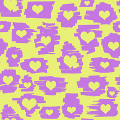 Marker strokes seamless pattern with hearts