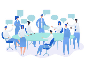 Business People Having Board Meeting,Vector illustration cartoon character.