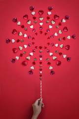 Valentine’s Day heart shaped fireworks conceptual still life.
