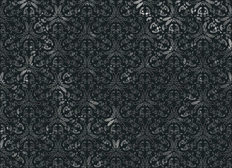 Dark vector background with light floral ornament for wallpaper