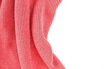 Living Coral abstract knitted cloth isolated. Color of the year 2019. Main trend concept.