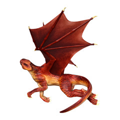 3D Rendering Fairy Tale Dragon on White