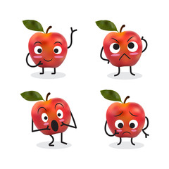Apple Cartoon Character. Vector Illustration.