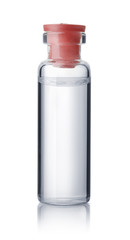 Front view of glass injection vial