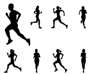 silhouette running cartoon shape vector design