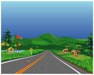 the road at countryside vector design