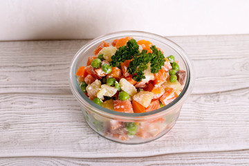 salad with salmon and peas
