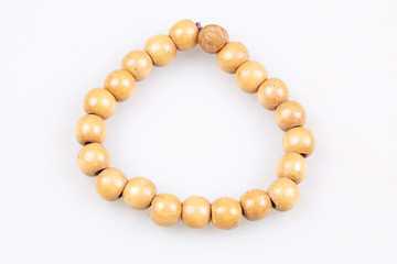 wood bracelet beads on white background