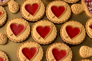 Cookies with jelly hearts.Valentine Day Concept.