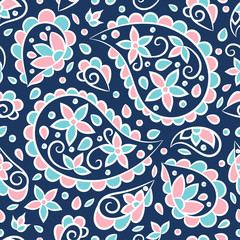 Fototapeta na wymiar Floral seamless pattern. Vintage vector, paisley elements. Traditional, Turkish, Indian motifs. Great for fabric and textile, wallpaper, packaging or any desired idea.