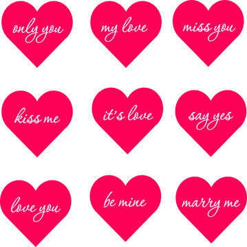 Fototapeta red hearts with love valentines day inscriptions