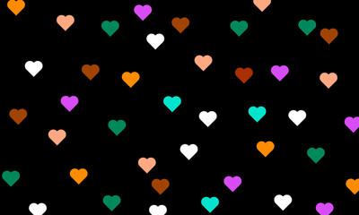 multicolored hearts on a black background