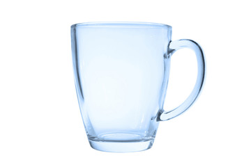 glass blue cup on white isolated background