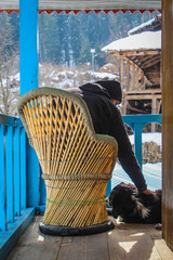 A traveler and his dog