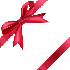 red ribbon and bow isolated on white