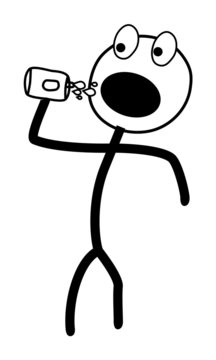 Stickman drink - Strichm&auml;nnchen trinkt aus der Dose
