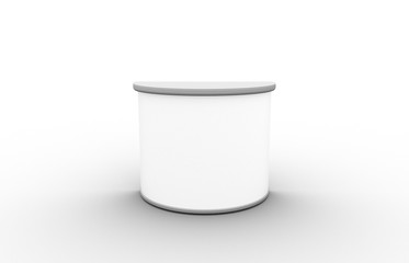 White blan exhibit promotional counter advertising POS POI PVC booth, Retail Trade Stand Isolated on the white background. Mock Up Template For Your Design