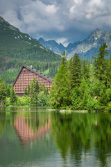 Fototapeta na wymiar Wonderful mountain lake in Strbske Pleso, Slovakia