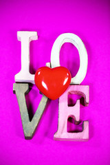 Love, written, text on pink background, valentins day