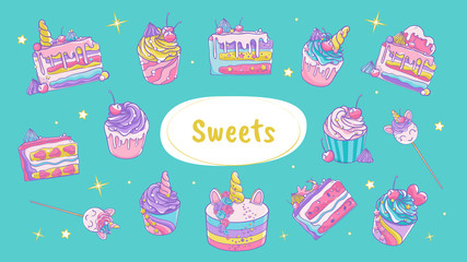 Cute cupcakes and cakes.