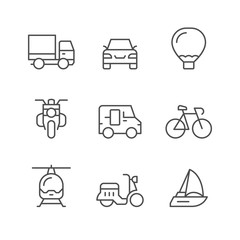 Set line icons of transport