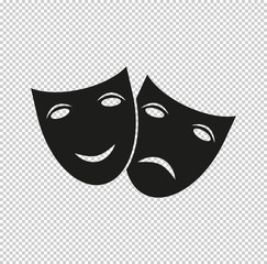 Theater icon with happy and sad masks -  black vector icon