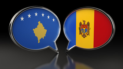 Kosovo and Moldova flags with Speech Bubbles. 3D illustration