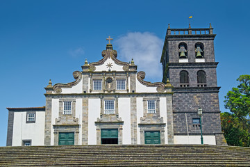Fototapeta na wymiar Church of Our Lady of the Star (Portuguese: Igreja Matriz de Nossa Senhora da Estrela), built in 15th century and located in Ribeira Grande town on Sao Miguel island of Azores, Portugal.