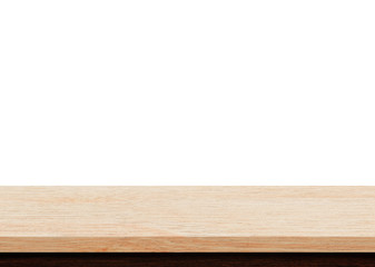 Empty wood table top on white background, Used for display or montage your products