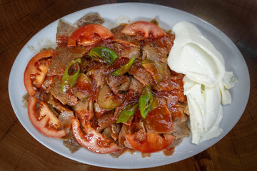 Traditional Turkish Iskender kebab