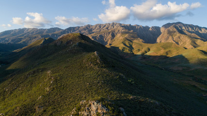 Panoramic aerial image over the country side outside the town of Robertson in the western cape of...