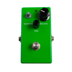 green guitar effect pedal isolated on white