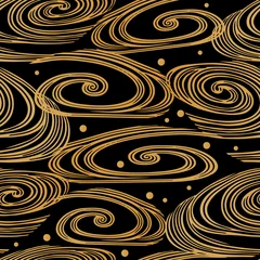 Cercles muraux Style japonais Style japonais motif transparent doré image d& 39 arrière-plan spirale vortex ligne d& 39 onde croisée