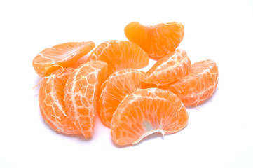 Juicy tangerine on white background close-up