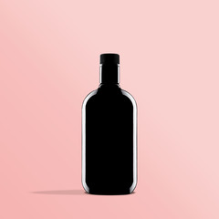 black bottle with pink background