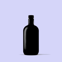 black bottle with blue background