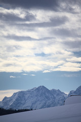 mountains and blue sky, austria in winter season