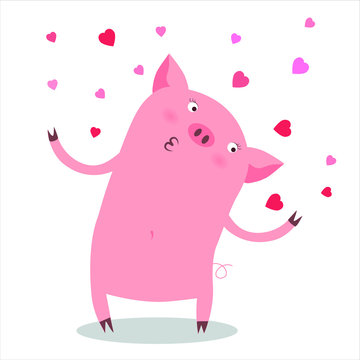 MERRYING PIG WITH CARDS