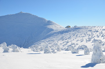 Fototapeta premium Winter landscape in the mountains, Poland.