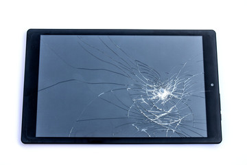 Shattered Broken iPad Tablet Screen On White Background