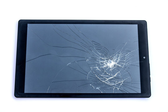 Shattered Broken iPad Tablet Screen On White Background Stock Photo | Adobe  Stock