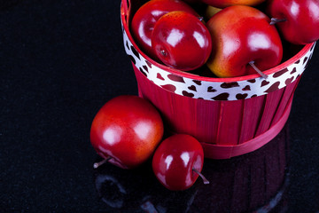 Red apples in a basket